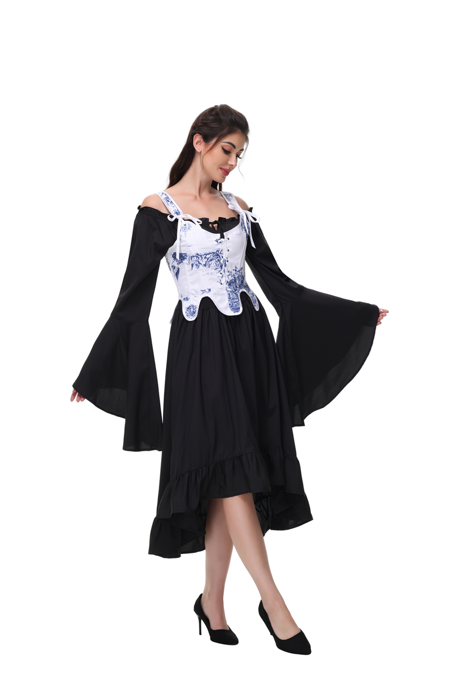 Fairy Cottagecore Corset Victorian Lace-up Irregular Hem Vest